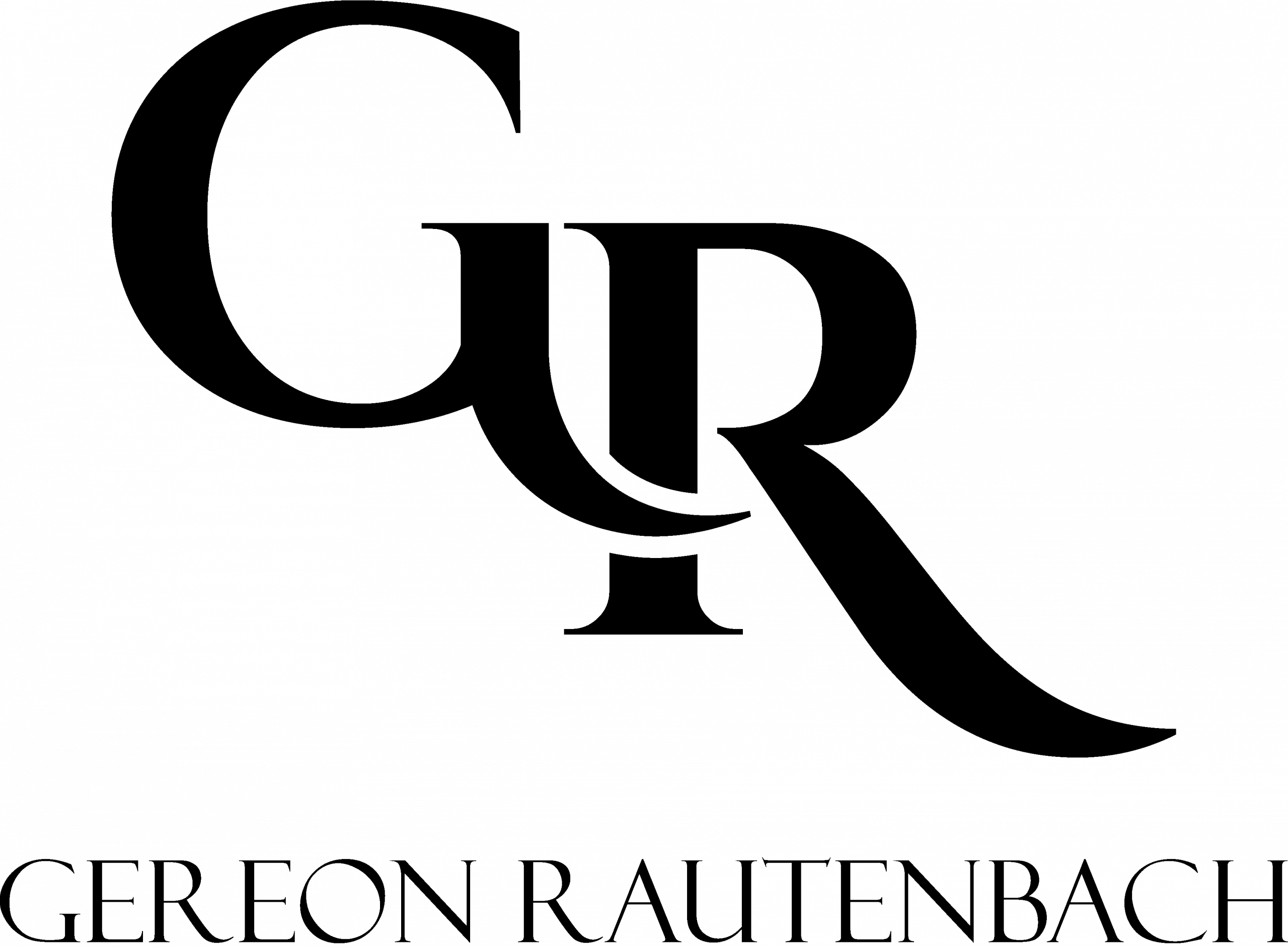 Logo von Gereon Rautenbach mit seinen Initialen GR, darunter sein Name